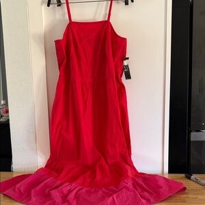 New York & Company Bold Red Smocked Dress size M cotton